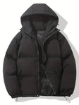 Men's Puffer Jacket Hooded Drawstring Hem