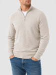 Men's Merino Wool Quarter Zip Sweater Ribbed Trim