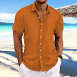 Men's Textured Button-Up Shirt Short Sleeves