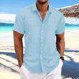 Men's Textured Button-Up Shirt Short Sleeves