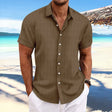 Men's Textured Button-Up Shirt Short Sleeves