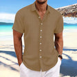 Men's Textured Button-Up Shirt Short Sleeves