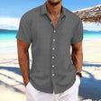 Men's Textured Button-Up Shirt Short Sleeves