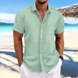 Men's Textured Button-Up Shirt Short Sleeves