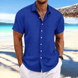 Men's Textured Button-Up Shirt Short Sleeves