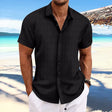 Men's Textured Button-Up Shirt Short Sleeves