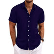 Men's Textured Button-Up Shirt Short Sleeves
