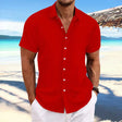 Men's Textured Button-Up Shirt Short Sleeves
