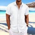 Men's Textured Button-Up Shirt Short Sleeves