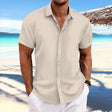 Men's Textured Button-Up Shirt Short Sleeves