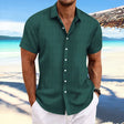 Men's Textured Button-Up Shirt Short Sleeves