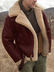 Men's Shearling Aviator Jacket Sherpa Collar