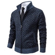 Men's Knit Cardigan Diamond Pattern Zip Front
