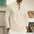 Men's Waffle Knit Henley Shirt Long Sleeve