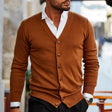Men's Fine-Knit Cardigan V-Neck Button Front