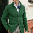 Men's Waffle Knit Cardigan Stand Collar
