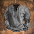 Men's Cable Knit Half Zip Sweater Elbow Patches