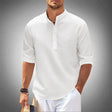 Men's Henley Shirt Textured Band Collar