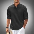 Men's Henley Shirt Textured Band Collar