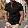 Men's Mandarin Collar Polo Shirt Contrast Stitching