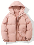 Men's Puffer Jacket Hooded Drawstring Hem