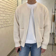 Men's Ribbed Knit Bomber Cardigan Zip Front
