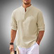 Men's Henley Shirt Textured Band Collar