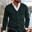 Men's Fine-Knit Cardigan V-Neck Button Front