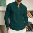 Men's Waffle Knit Henley Shirt Long Sleeve