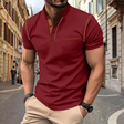 Men's Mandarin Collar Polo Shirt Contrast Stitching