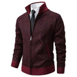 Men's Knit Cardigan Diamond Pattern Zip Front