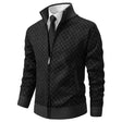 Men's Knit Cardigan Diamond Pattern Zip Front