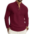 Men's Waffle Knit Henley Shirt Long Sleeve