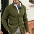 Men's Waffle Knit Cardigan Stand Collar