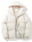 Men's Puffer Jacket Hooded Drawstring Hem