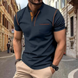 Men's Mandarin Collar Polo Shirt Contrast Stitching