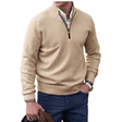 Men's Quarter Zip Cashmere Sweater Ribbed Trim