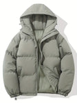 Men's Puffer Jacket Hooded Drawstring Hem