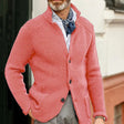 Men's Waffle Knit Cardigan Stand Collar