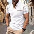 Men's Mandarin Collar Polo Shirt Contrast Stitching