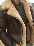 Men's Shearling Aviator Jacket Sherpa Collar