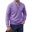 Men's Quarter Zip Cashmere Sweater Ribbed Trim