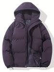 Men's Puffer Jacket Hooded Drawstring Hem