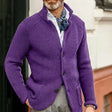 Men's Waffle Knit Cardigan Stand Collar