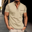 Men's Mandarin Collar Polo Shirt Contrast Stitching