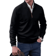 Men's Quarter Zip Cashmere Sweater Ribbed Trim