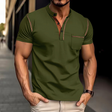Men's Mandarin Collar Polo Shirt Contrast Stitching