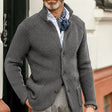 Men's Waffle Knit Cardigan Stand Collar