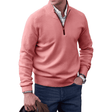 Men's Quarter Zip Cashmere Sweater Ribbed Trim