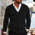 Men's Fine-Knit Cardigan V-Neck Button Front